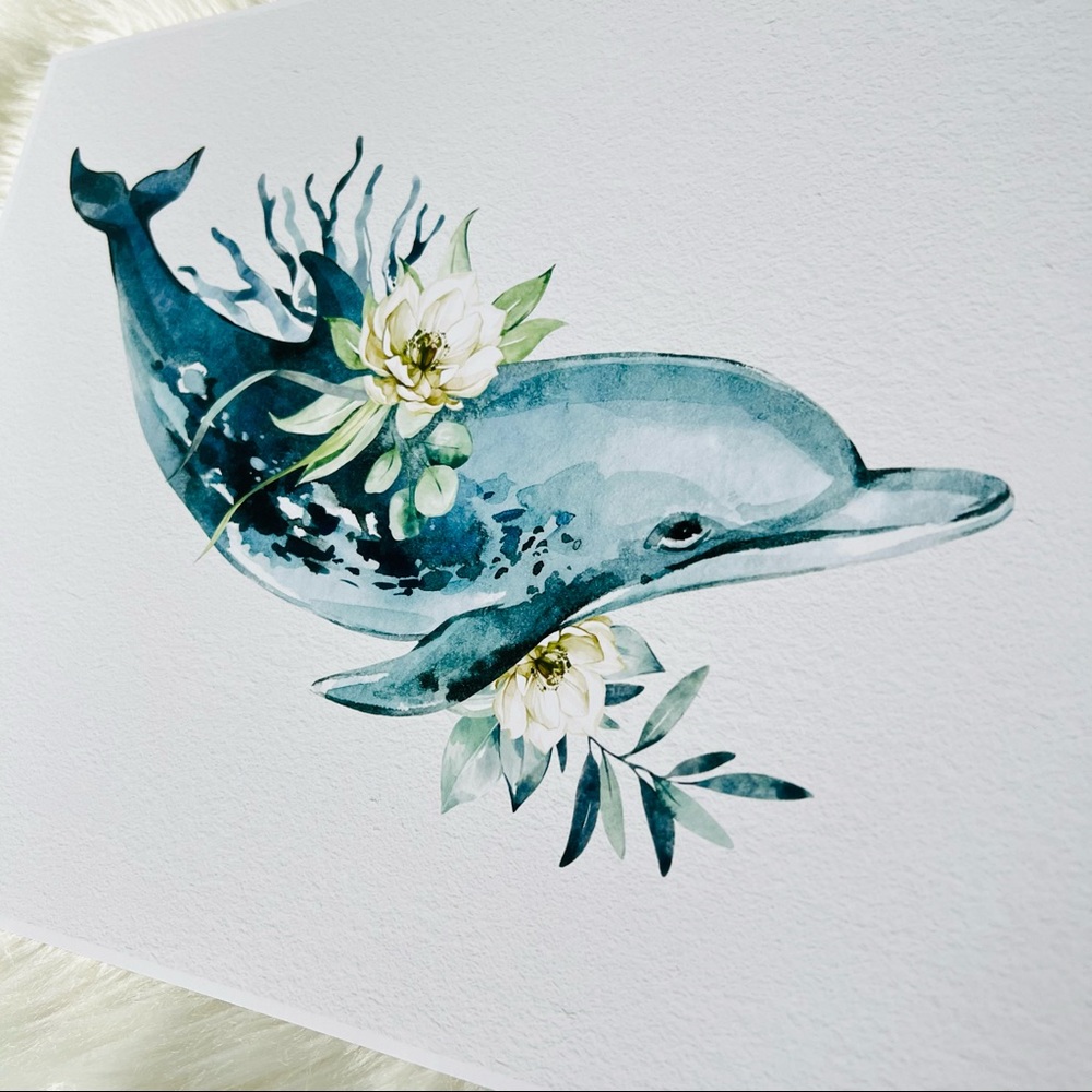 Wall Art Watercolor Dolphin Print Poster Unframed - Picture 16 of 16